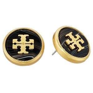 NEW Tory Burch Stud Semi-precious Agate/Vintage Gold Earrings